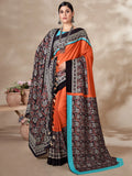 Adorable Orange Digital Printed Pashmina Event Wear Saree With Shawl - Zeel Clothing