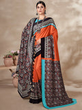 Adorable Orange Digital Printed Pashmina Event Wear Saree With Shawl - Zeel Clothing