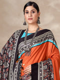 Adorable Orange Digital Printed Pashmina Event Wear Saree With Shawl - Zeel Clothing