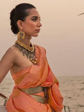 Adorable Orange Woven Satin Silk Classic Saree With Blouse - Zeel Clothing