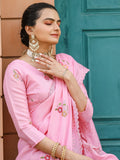 Adorable Pink Embroidered Cotton Festival Wear Saree With Blouse - Zeel Clothing