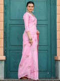 Adorable Pink Embroidered Cotton Festival Wear Saree With Blouse - Zeel Clothing