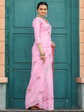 Adorable Pink Embroidered Cotton Festival Wear Saree With Blouse - Zeel Clothing