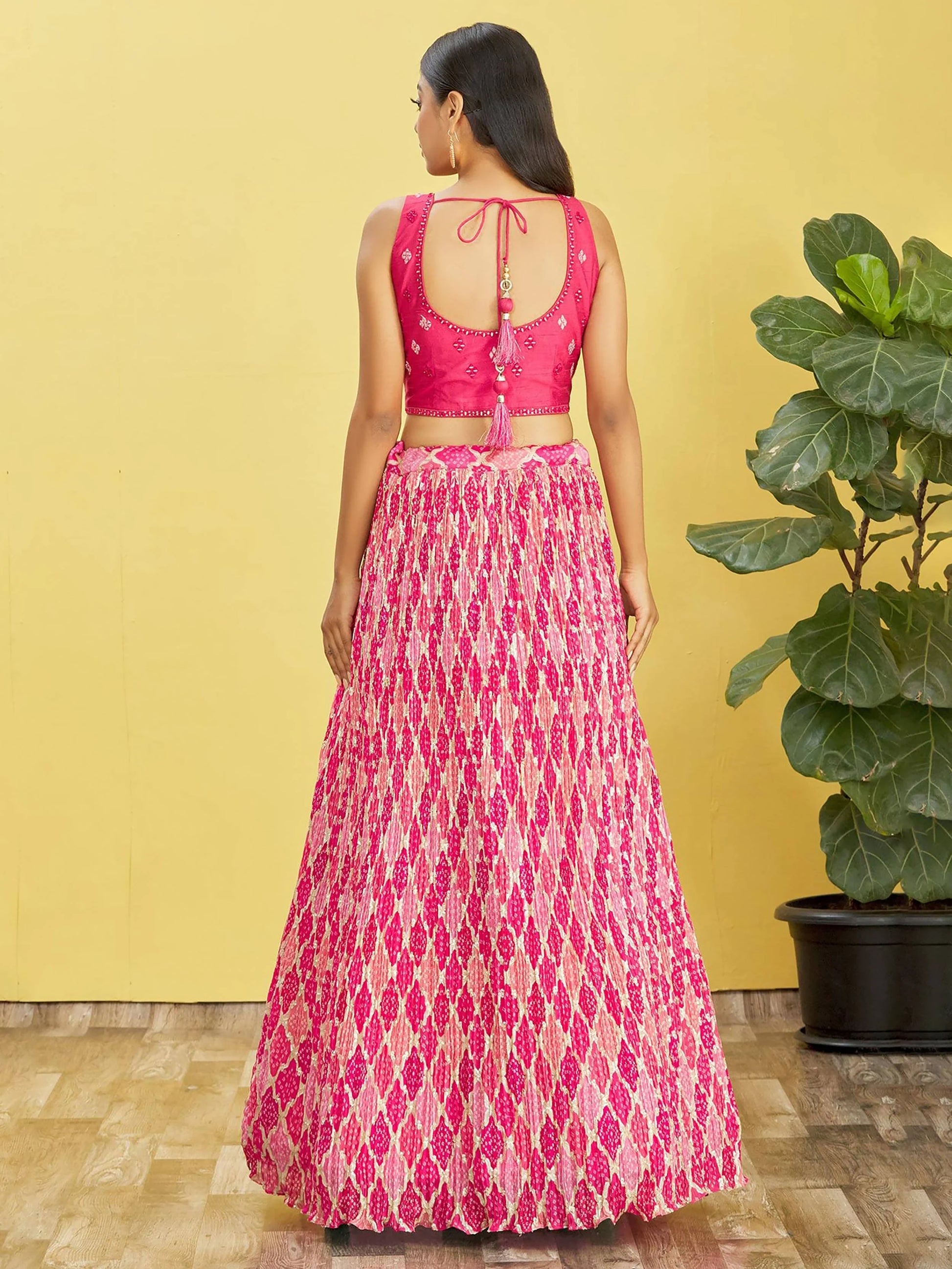 Adorable Pink Embroidered Work Chinon Wedding Lehenga Choli - Zeel Clothing