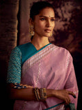 Adorable Pink Fancy Zari Work Silk Reception Wear Saree With Blouse - Zeel Clothing