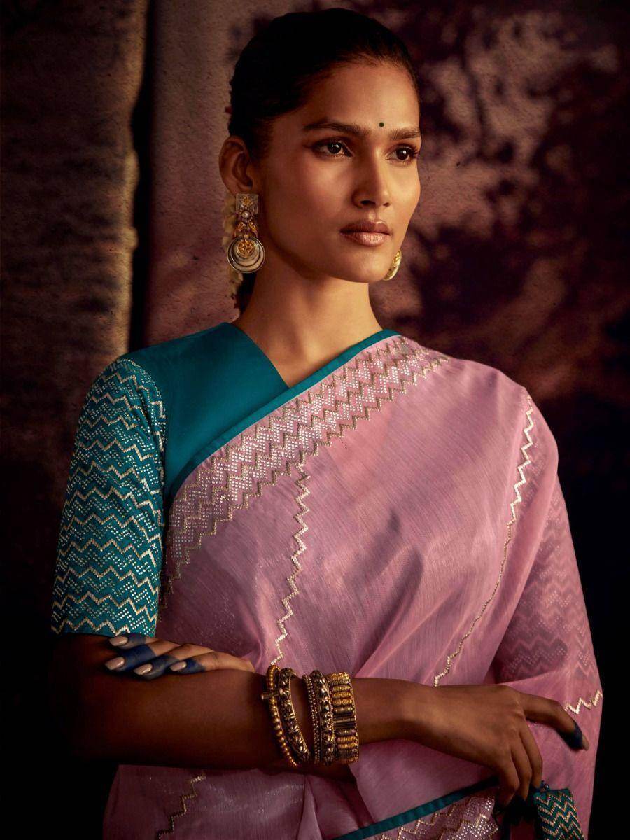 Adorable Pink Fancy Zari Work Silk Reception Wear Saree With Blouse - Zeel Clothing