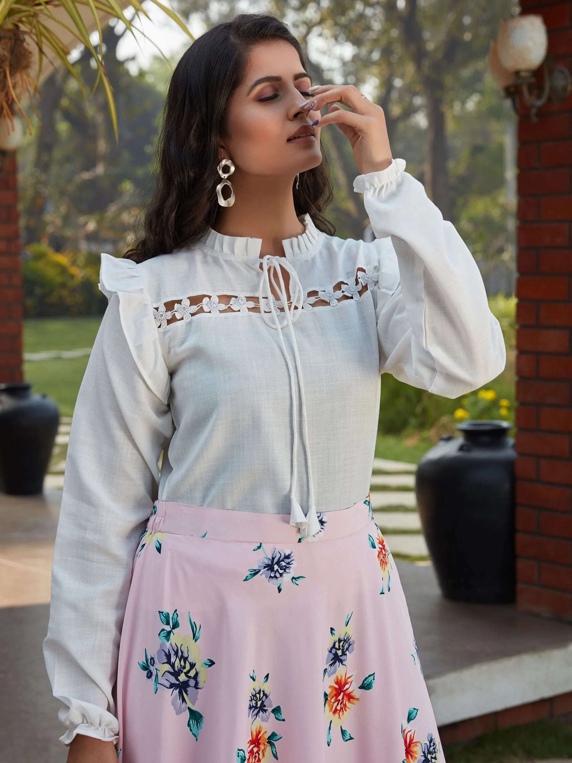 Adorable Pink Floral Printed Crepe Party Wear Crop Top Lehenga - Zeel Clothing