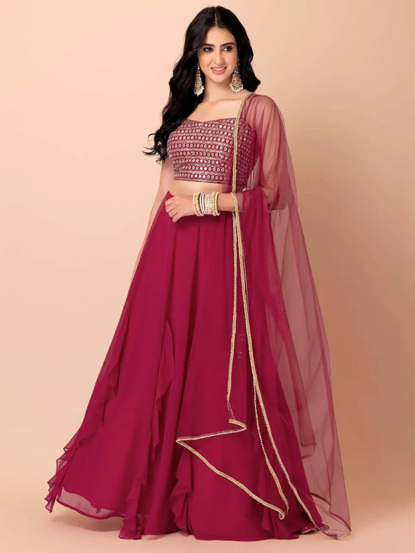 Adorable Pink Georgette Engagement Wear Lehenga Choli With Dupatta - Zeel Clothing