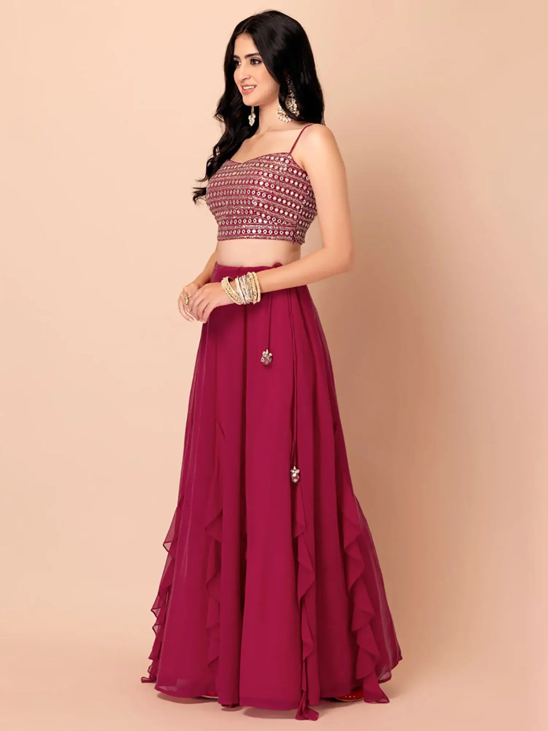 Adorable Pink Georgette Engagement Wear Lehenga Choli With Dupatta - Zeel Clothing