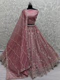 Adorable Pink Hand Work Net Bridal Wear Lehenga Choli With Dupatta - Zeel Clothing