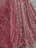 Adorable Pink Hand Work Net Bridal Wear Lehenga Choli With Dupatta - Zeel Clothing