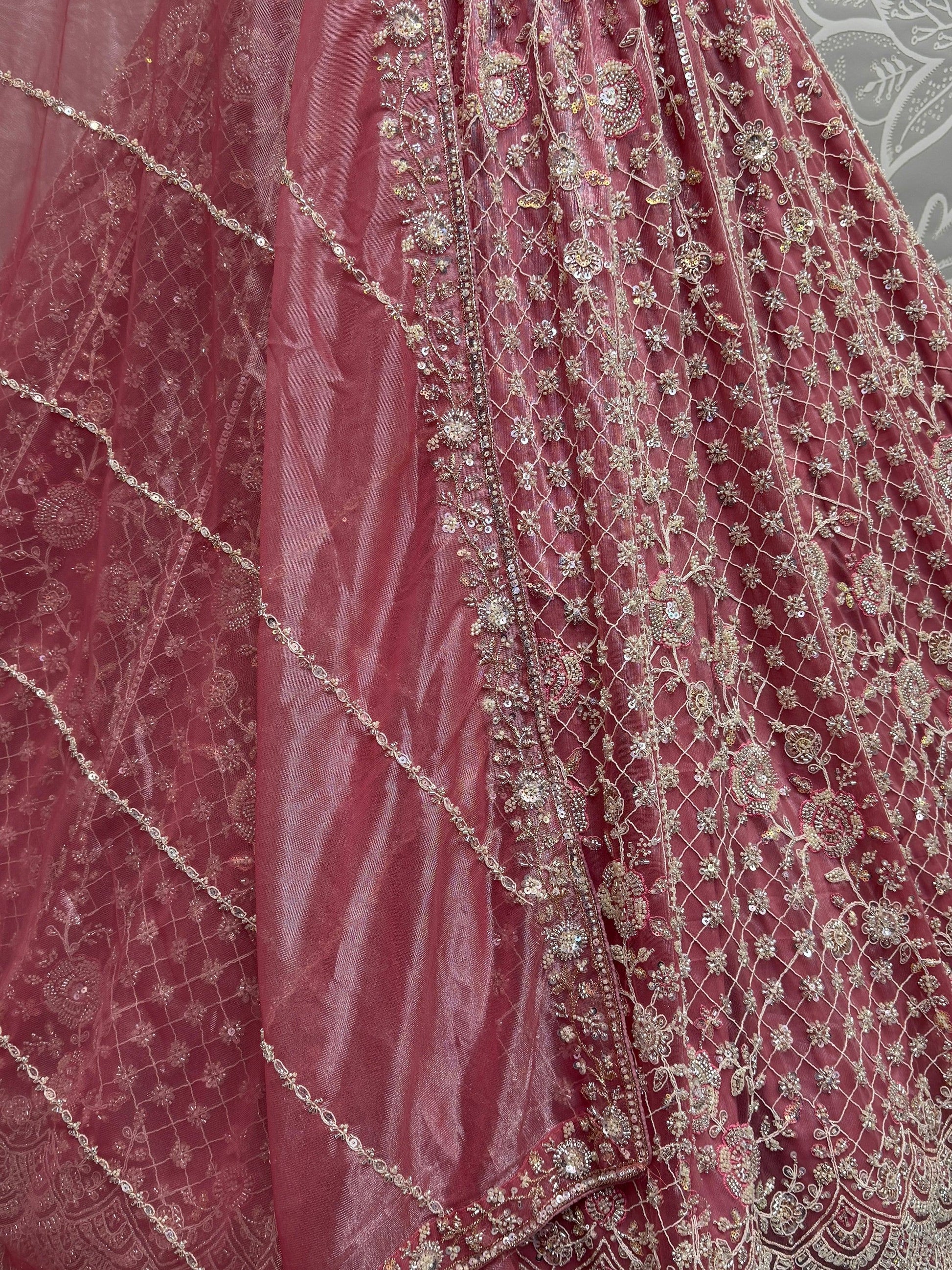 Adorable Pink Hand Work Net Bridal Wear Lehenga Choli With Dupatta - Zeel Clothing