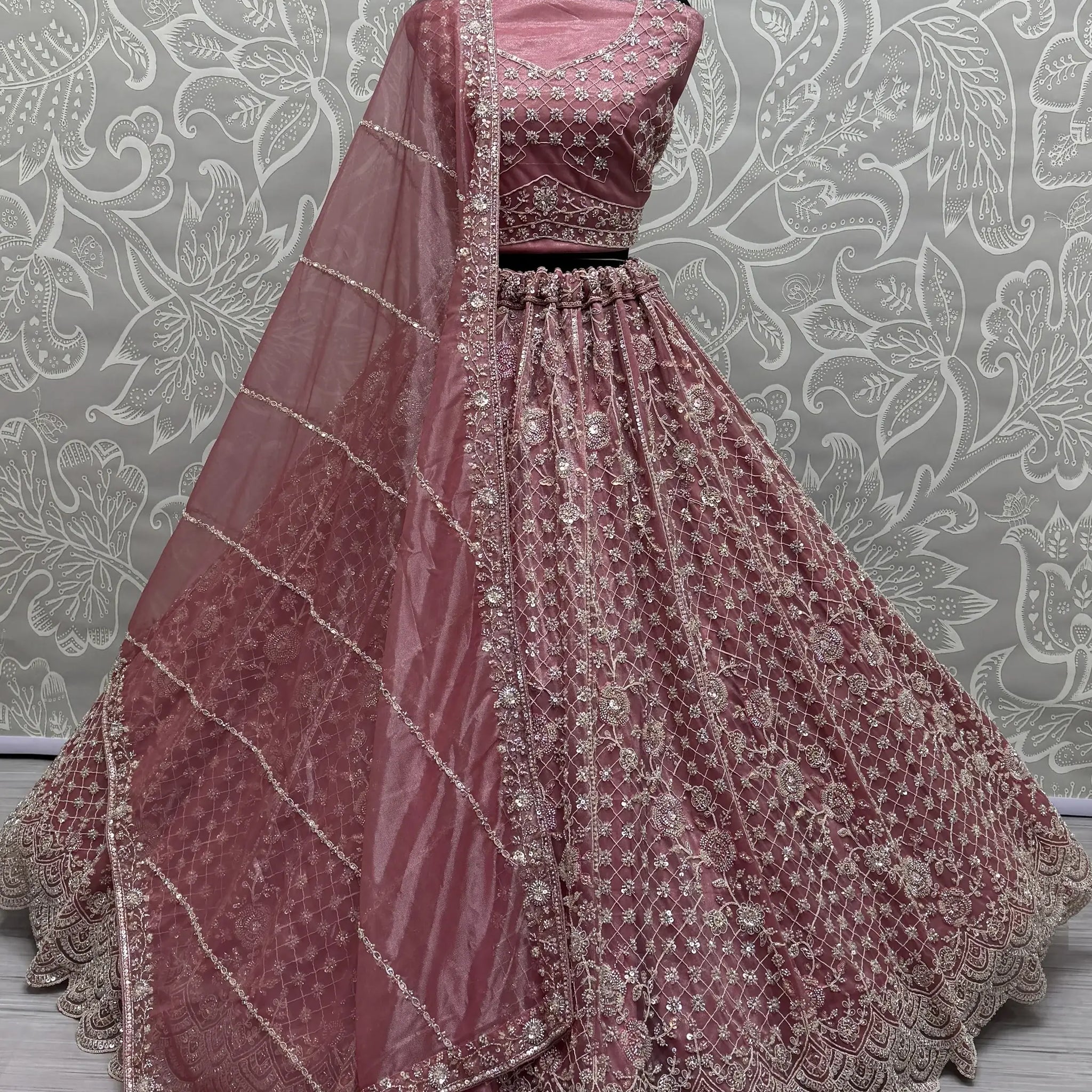 Adorable Pink Hand Work Net Bridal Wear Lehenga Choli With Dupatta - Zeel Clothing