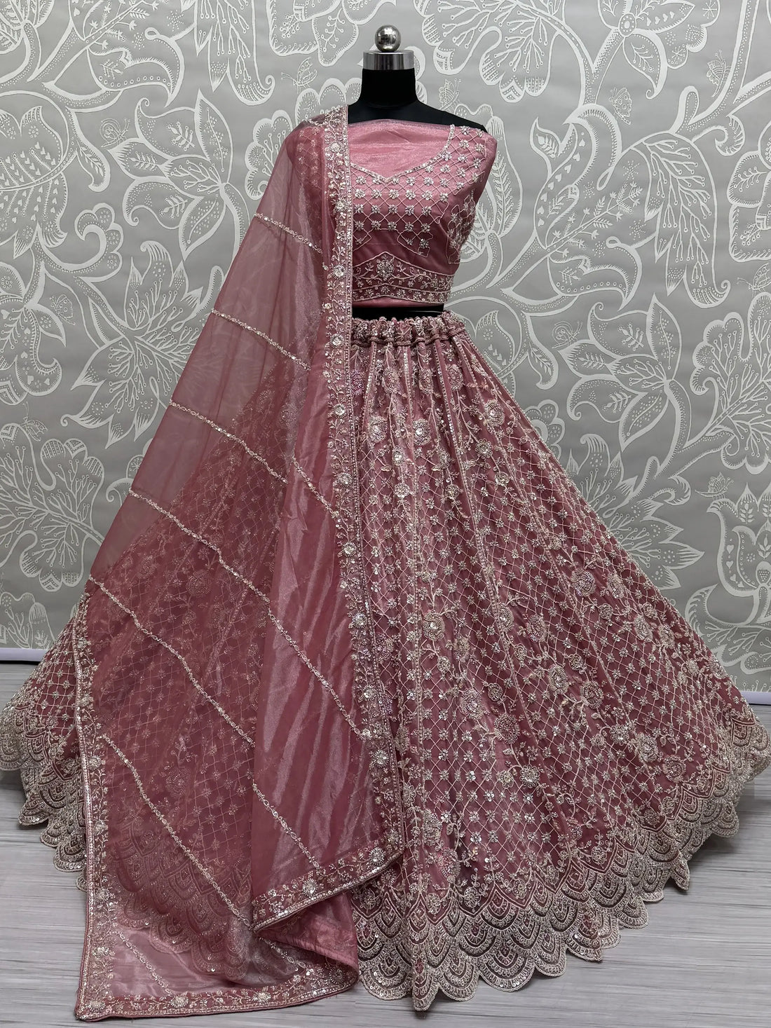 Adorable Pink Hand Work Net Bridal Wear Lehenga Choli With Dupatta - Zeel Clothing