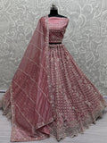 Adorable Pink Hand Work Net Bridal Wear Lehenga Choli With Dupatta - Zeel Clothing