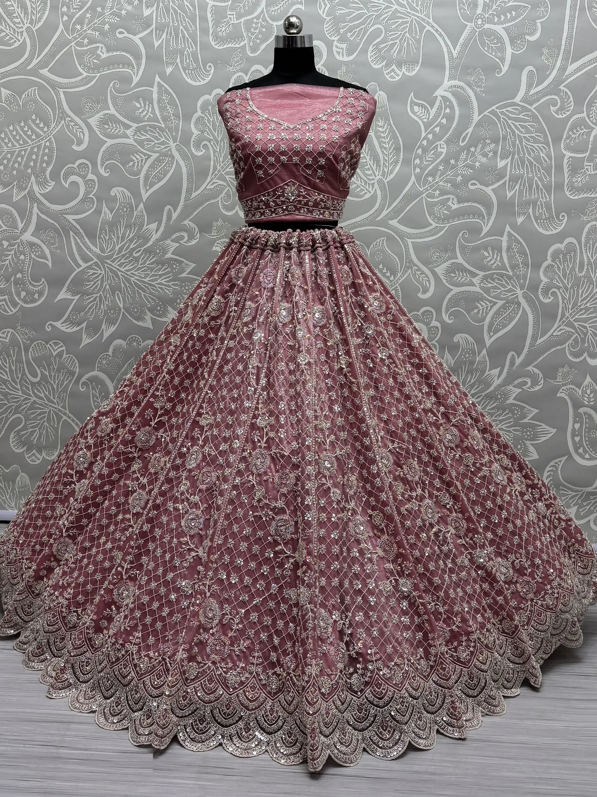 Adorable Pink Hand Work Net Bridal Wear Lehenga Choli With Dupatta - Zeel Clothing