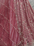 Adorable Pink Hand Work Net Bridal Wear Lehenga Choli With Dupatta - Zeel Clothing