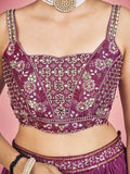 Adorable Pink Mirror Work Georgette Wedding Wear Lehenga Choli - Zeel Clothing