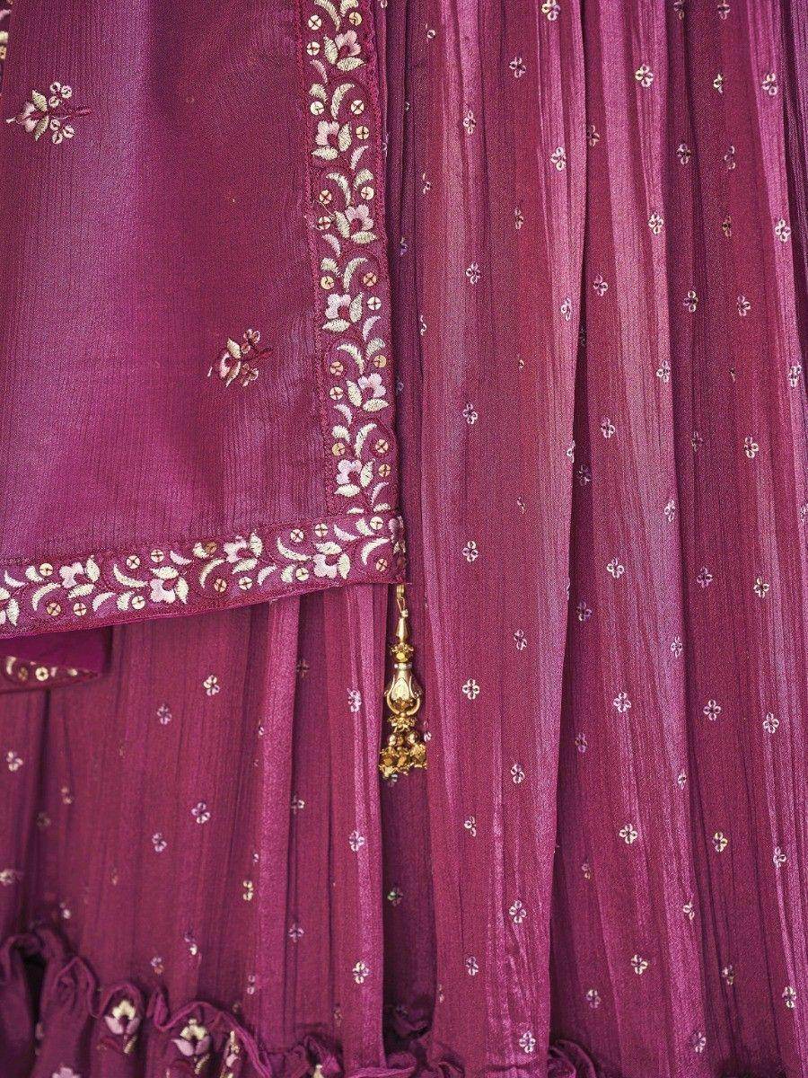 Adorable Pink Mirror Work Georgette Wedding Wear Lehenga Choli - Zeel Clothing