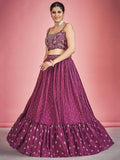 Adorable Pink Mirror Work Georgette Wedding Wear Lehenga Choli - Zeel Clothing