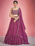 Adorable Pink Mirror Work Georgette Wedding Wear Lehenga Choli - Zeel Clothing