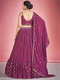 Adorable Pink Mirror Work Georgette Wedding Wear Lehenga Choli - Zeel Clothing