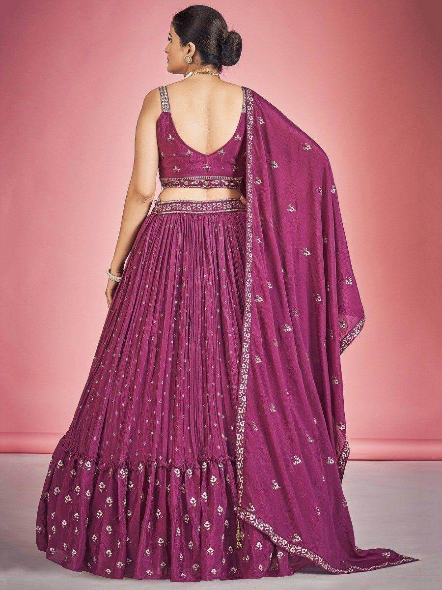 Adorable Pink Mirror Work Georgette Wedding Wear Lehenga Choli - Zeel Clothing