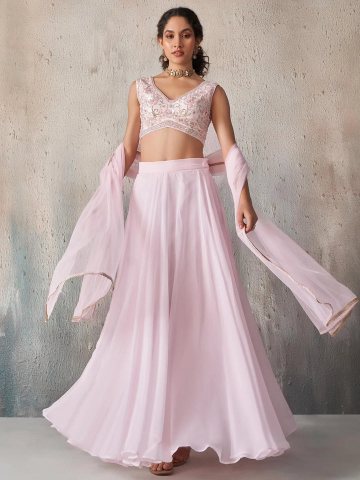 Adorable Pink Sequins Georgette Sangeet Wear Lehenga Choli - Zeel Clothing