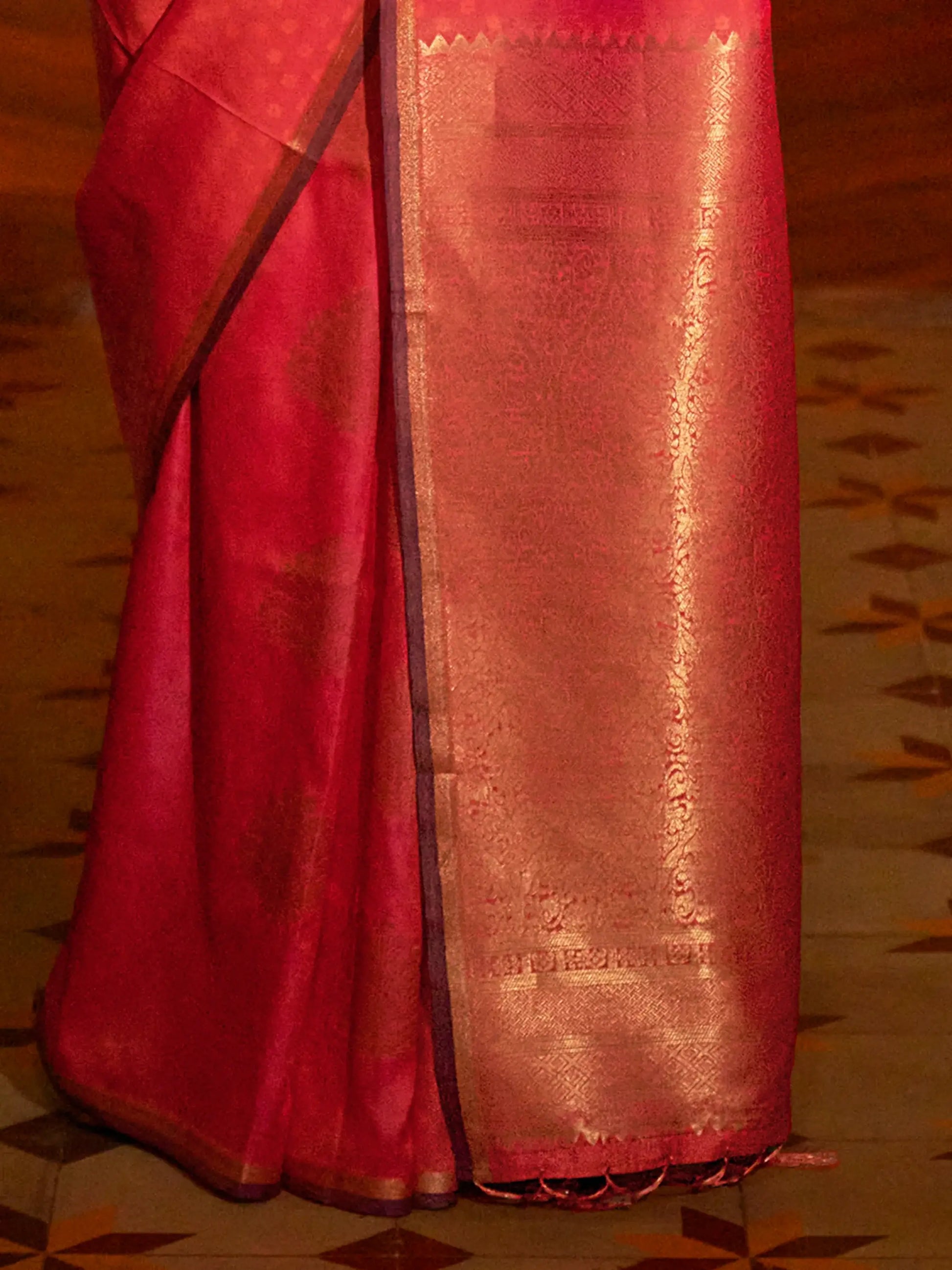 Adorable Pink Zari Weaving Silk Event Wear Saree With Blouse - Zeel Clothing