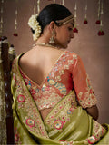 Adorable Pista Green Heavy Border Work Silk Festival Wear Saree - Zeel Clothing
