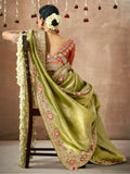 Adorable Pista Green Heavy Border Work Silk Festival Wear Saree - Zeel Clothing