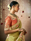 Adorable Pista Green Heavy Border Work Silk Festival Wear Saree - Zeel Clothing