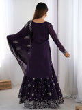 Adorable Purple Sequins Georgette Sharara Suit With Dupatta - Zeel Clothing