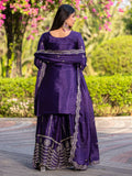 Adorable Purple Sequins Party Wear Chinnon Palazzo Suit - Zeel Clothing