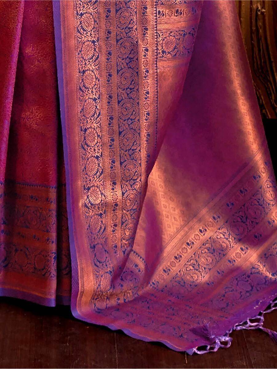 Adorable Purple Weaving Silk Reception Wear Saree With Blouse - Zeel Clothing