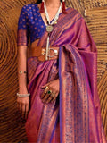 Adorable Purple Weaving Silk Reception Wear Saree With Blouse - Zeel Clothing