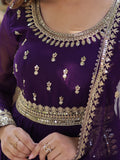Adorable Purple Zari Embroidered Georgette Festive Wear Gown - Zeel Clothing