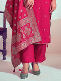 Adorable Rani Pink Cord Embroidery Silk Event Wear Pant Suit - Zeel Clothing