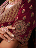 Adorable Rani Pink Velvet Bridal Lehenga Choli With Double Dupatta - Zeel Clothing