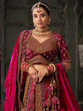 Adorable Rani Pink Velvet Bridal Lehenga Choli With Double Dupatta - Zeel Clothing