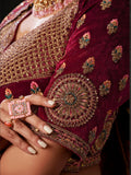 Adorable Rani Pink Velvet Bridal Lehenga Choli With Double Dupatta - Zeel Clothing