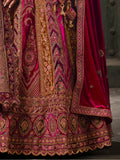 Adorable Rani Pink Velvet Bridal Lehenga Choli With Double Dupatta - Zeel Clothing