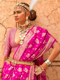 Adorable Rani Pink Zari Weaving Georgette Festival Wear Saree - Zeel Clothing