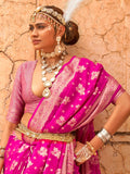 Adorable Rani Pink Zari Weaving Georgette Festival Wear Saree - Zeel Clothing