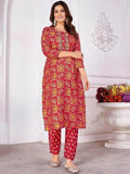 Adorable Red Digital Printed Rayon Traditional Readymade Pant Suit - Zeel Clothing