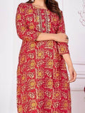 Adorable Red Digital Printed Rayon Traditional Readymade Pant Suit - Zeel Clothing