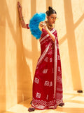 Adorable Red Foil Printed Georgette Festival Wear Saree With Blouse - Zeel Clothing