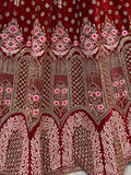 Adorable Red Multi-Thread Work Velvet Bridal Lehenga Choli With Dupatta - Zeel Clothing
