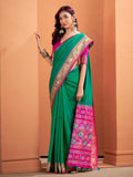 Adorable Sea Green Patola Weaving Silk Mehendi Wear Saree With Blouse - Zeel Clothing