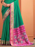 Adorable Sea Green Patola Weaving Silk Mehendi Wear Saree With Blouse - Zeel Clothing